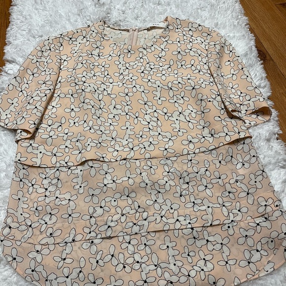 A.L.C. Silk Floral Tiered Shirt Women's Size 4 - Picture 4 of 13